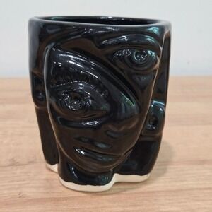 Key West Pottery Face Planter Vase 5" Black Abstract Ceramic Studio Art Hand 3D